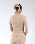 SCULPT ME - Long Sleeve Zip Up Top in Taupe