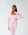 SCULPT ME - Long Sleeve Zip Up Top in Posie Pink