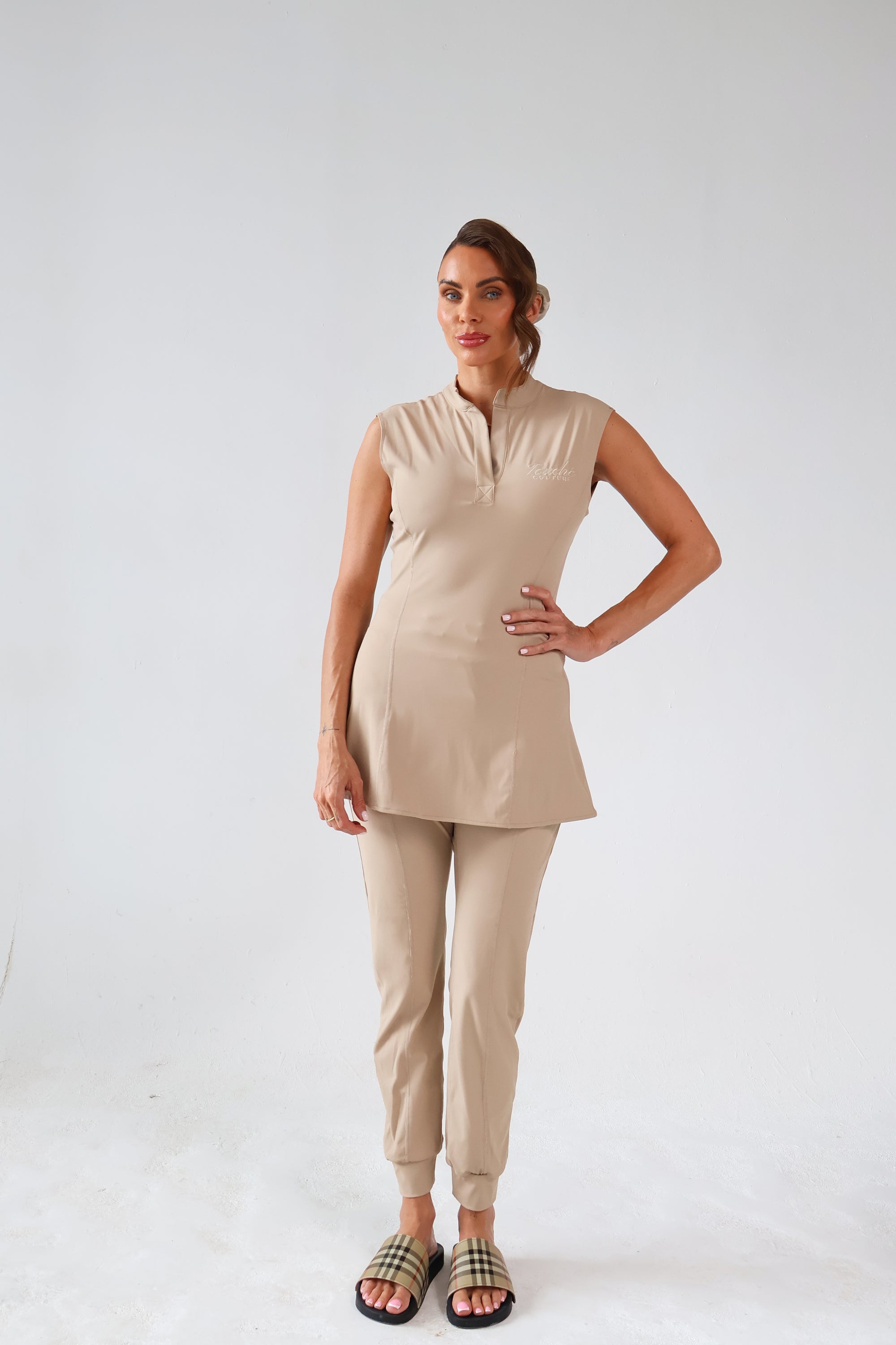 THE CLINIC - Sleeveless Longline Top in Taupe