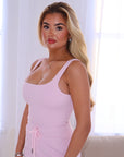 THE HOURGLASS - Square Neck Bodysuit in Posie Pink