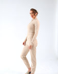 SCULPT ME - Long Sleeve Zip Up Top in Taupe