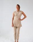 THE CLINIC - Sleeveless Longline Top in Taupe